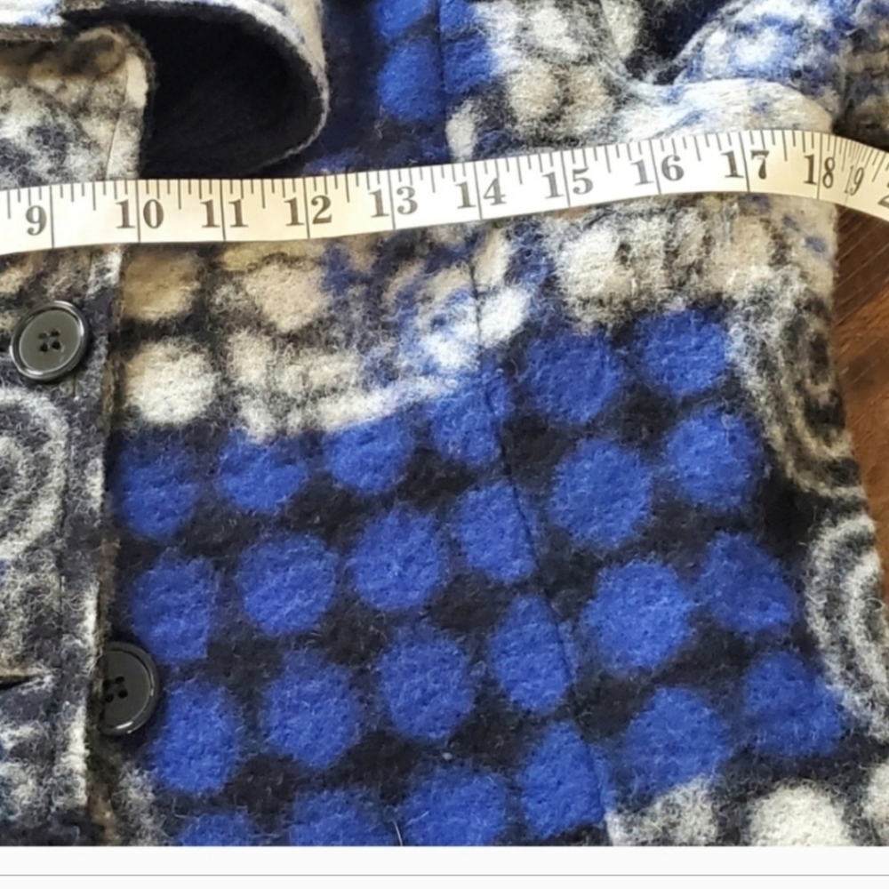 Wool Domani Blue Worldly Checkered Patch Polka Do… - image 4